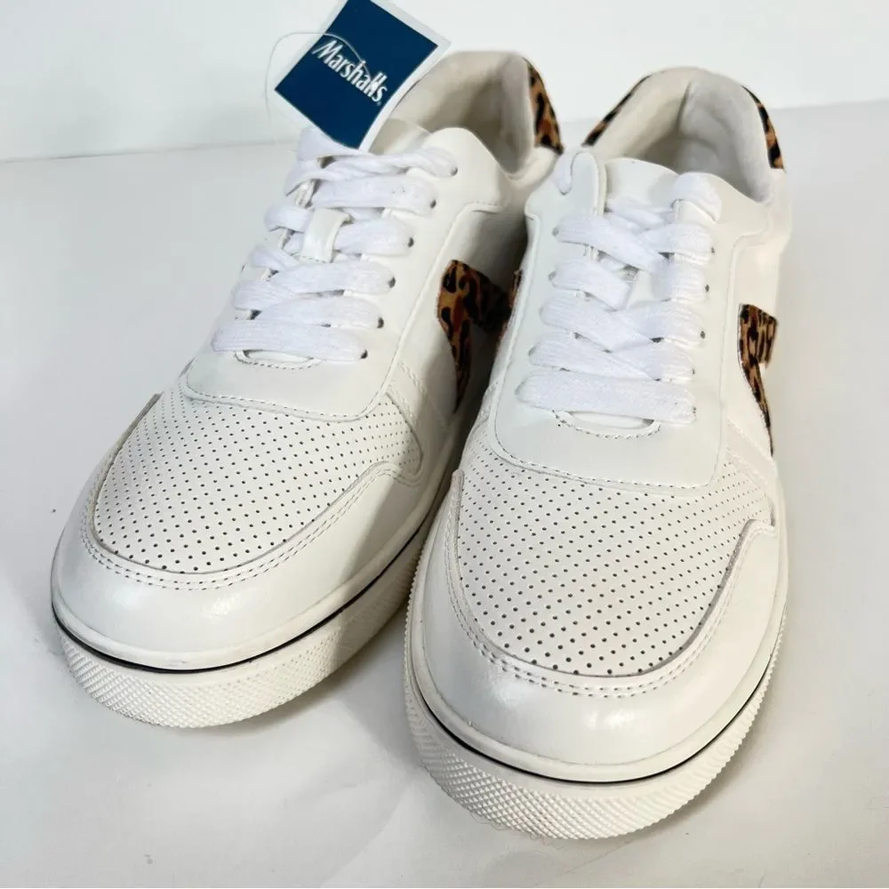 MIA Alisa NEW White Leopard Print Accent Skate Athleisure Sneakers SZ 8.5